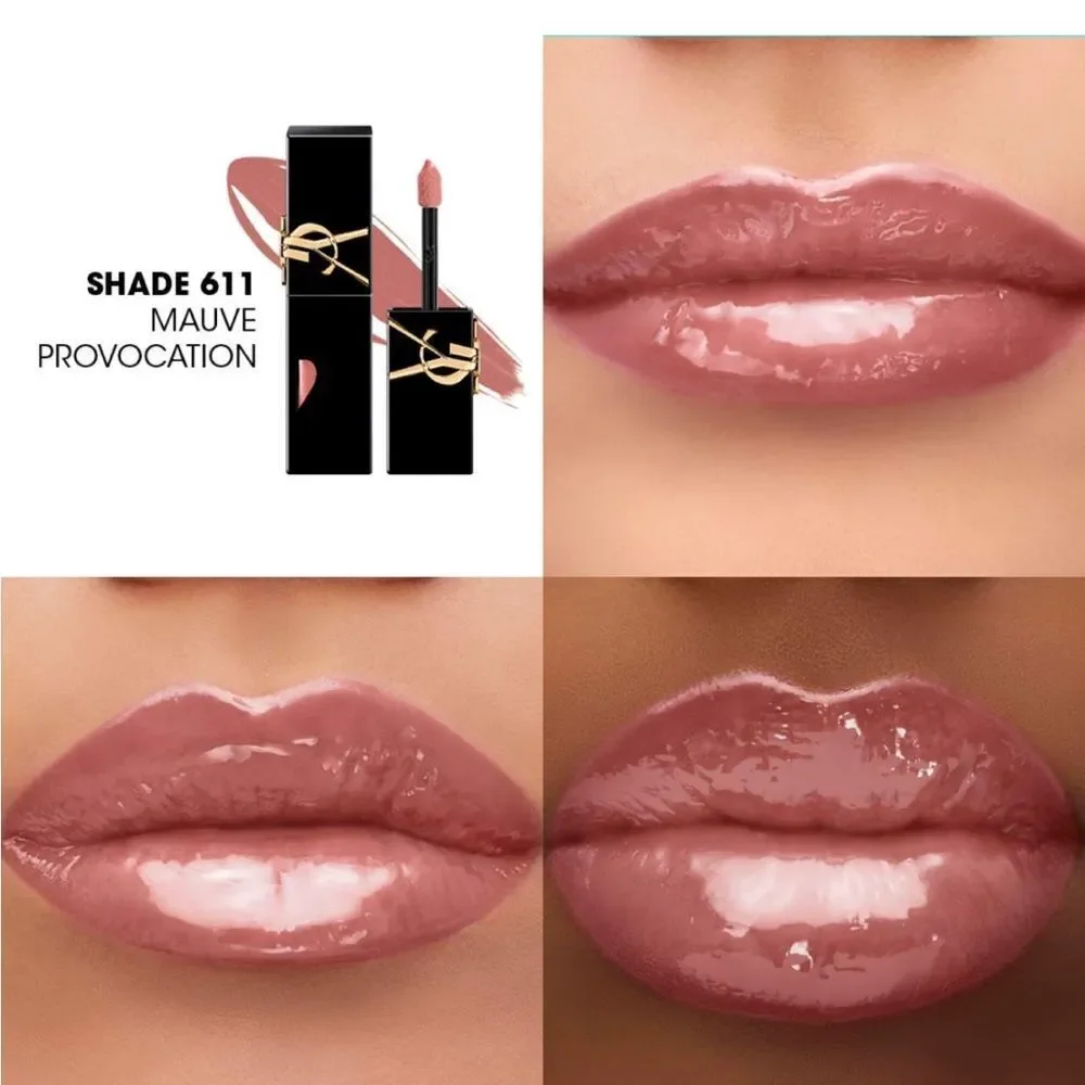 YSL NEW The Inks Vinyl Cream High Shine Lip Stain in 611 Mauve Provocation